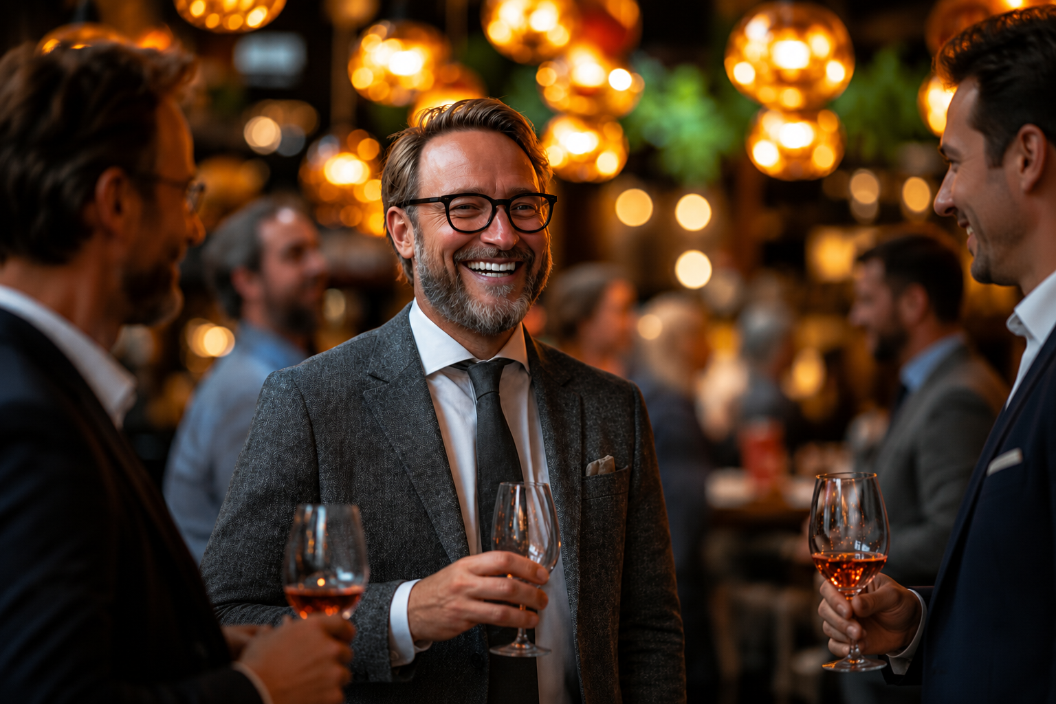 Guests enjoying drinks at a social event
